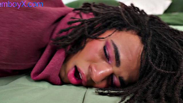 Athletic ebony femboy surrenders to BBC