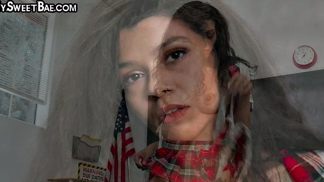 College girl 21yo with pierced nipples gets fucked by BF