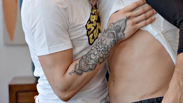 Barebacking eager jock fucks inked tight asshole