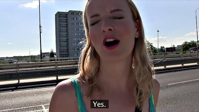 Fit and Toned Blonde Banged Outside