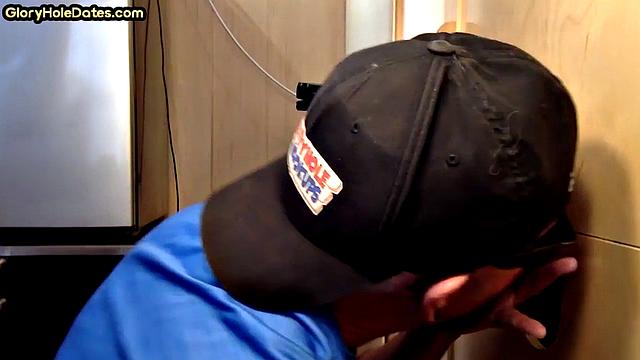 Tattooed gloryhole DILF sucks cock for cum in mouth at home