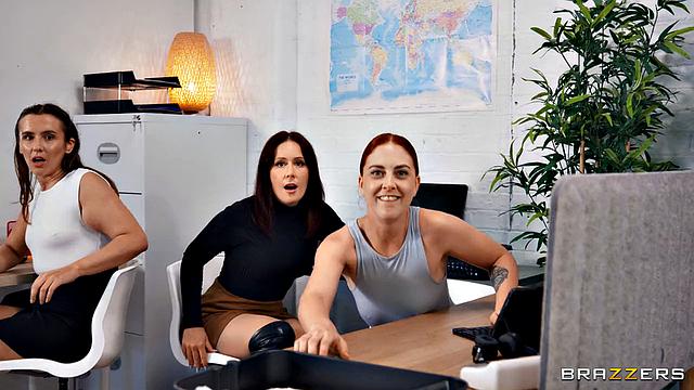 офисная страсть берет верх: камерон не может устоять перед большим членом