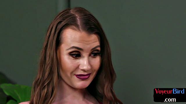 Voyeur minx strips and teases guy