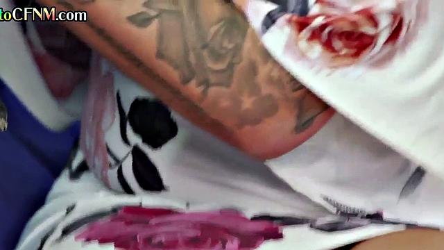 CFNM euro MILFS strokes and sucks BBC