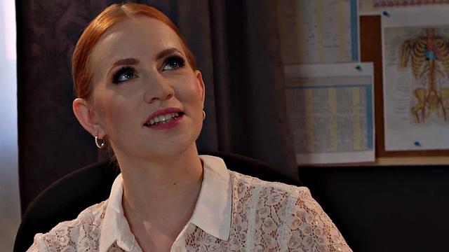 Curvy redhead riding in interracial duo after oralsex