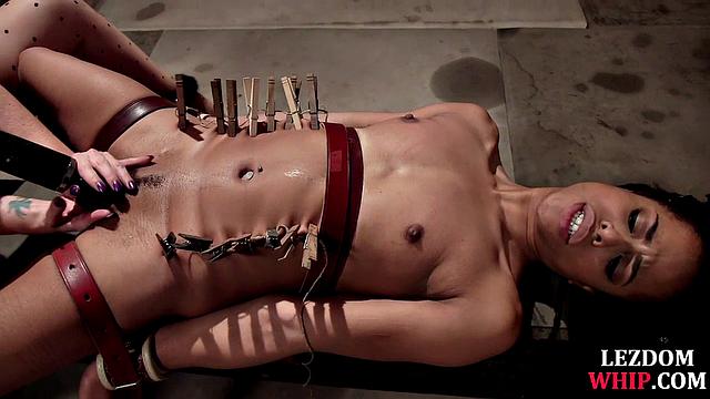 Dungeon lezdom electrosex with women