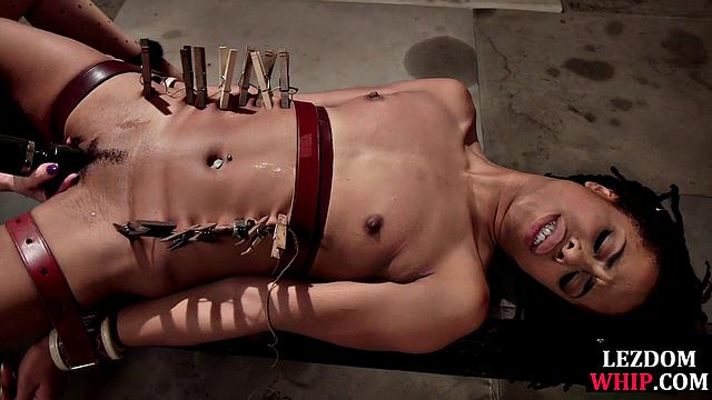 Dungeon lezdom electrosex with women