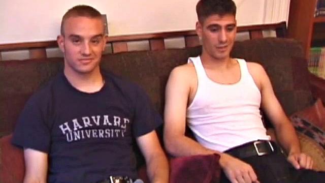 These friends have been through a lot together, and now they are going to jerk off. Apparently these boys are happy to do it, so side-by-side they sit and wank off for your viewing pleasure.