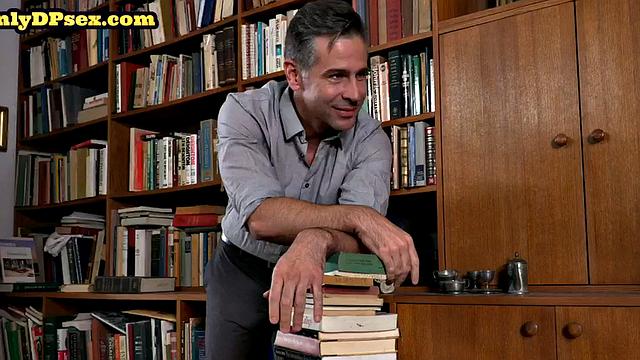 DP lingerie babe with medium boobs fucked and jizzed in three-way