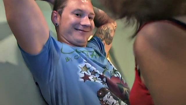 Petite teen goes down in close-up blowjob scene