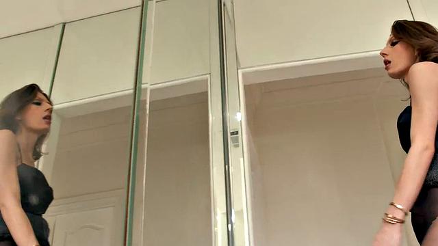 Pierced TS got anal fucked after teasing her BF