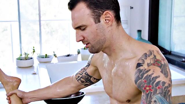 Erotic nuru masseuse squirting in taboo bathroom couple