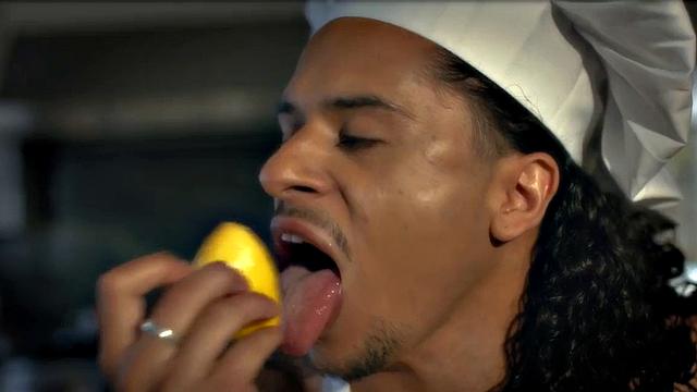 Athletic Black stud barebacking on kitchen counter