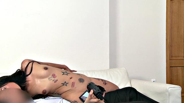 Brunette Thai babe with pierced pussy gets fucked hard in high heels and dress