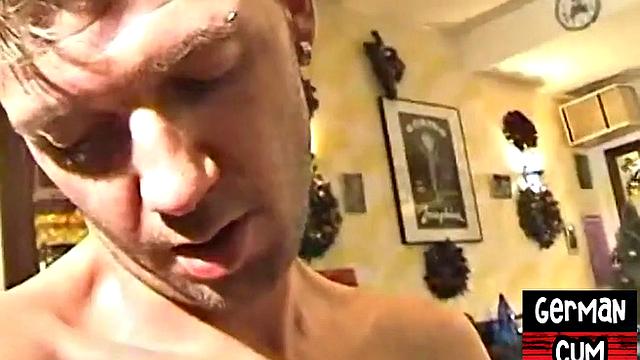 Amateur German skinny studs enjoy 3some anal action