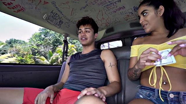 Picked up twink fucks hunk asshole in van for money
