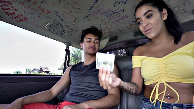 Picked up twink fucks hunk asshole in van for money