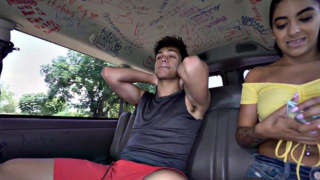 Picked up twink fucks hunk asshole in van for money