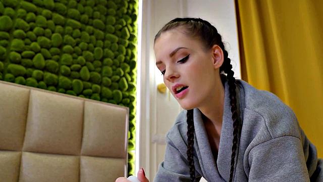 VIP4K. Guy puts new toy aside and fucks teen till creampie