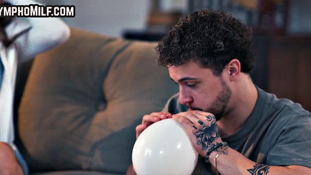 Busty stepmommy fucked in 3some by stepson cock