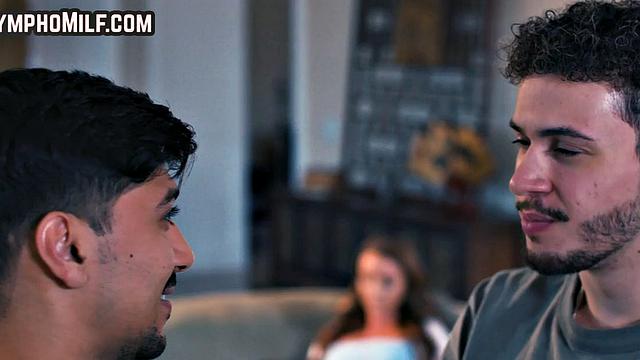 Busty stepmommy fucked in 3some by stepson cock