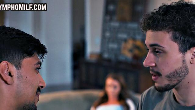 Busty stepmommy fucked in 3some by stepson cock