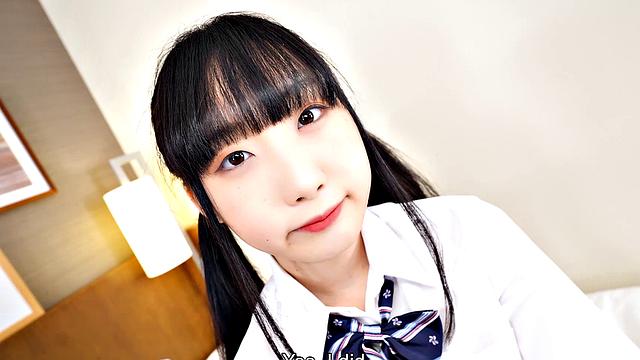 Rin Nanba comes back in a cute uniform to show off her sweet pussy