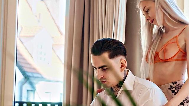 BF pounds desirous GF's shaved twat with his hard cock in a hot one-on-one session