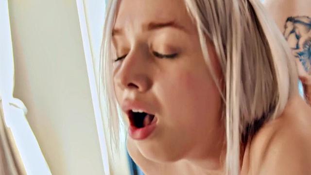 BF pounds desirous GF's shaved twat with his hard cock in a hot one-on-one session