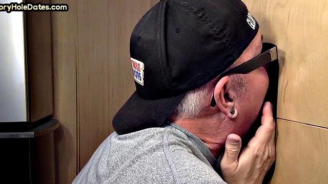 Real gaydaddy throats gloryhole dick in home video