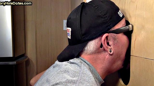 Real gaydaddy throats gloryhole dick in home video