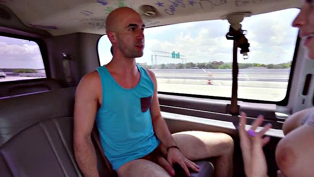 Fooled amateur paid to fuck gay in public outdoor van