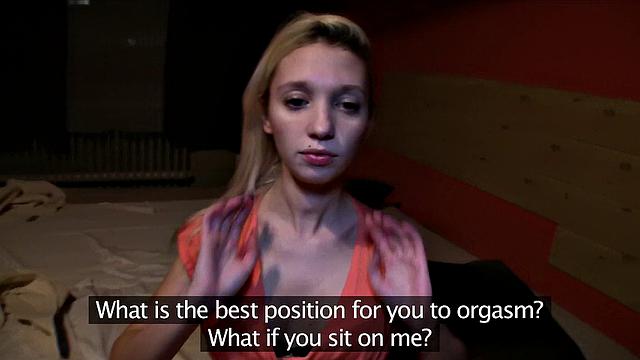 Hot blonde convinces stranger to fuck her hard in jeans