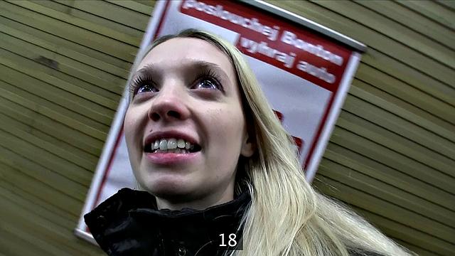 Hot blonde convinces stranger to fuck her hard in jeans