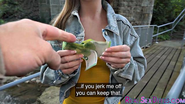 Pulled petite babe boncing in public