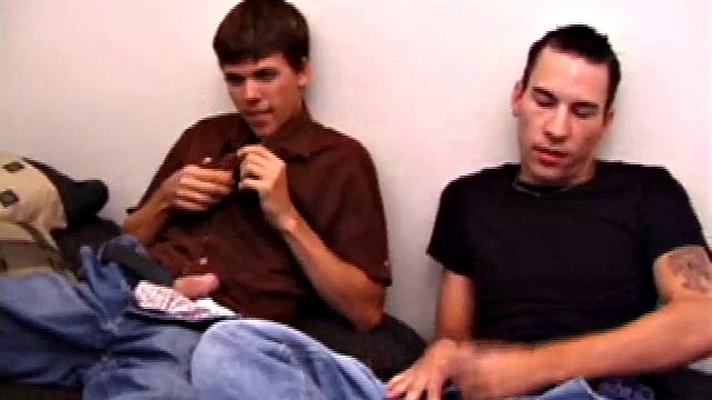 With his skateboard, Kent joins Matthew to beat off to some straight porn. The boys soon give each other a hand, before Kent invites Matthew to blow him. As Matthew obliges, Kent leans back to get serviced.