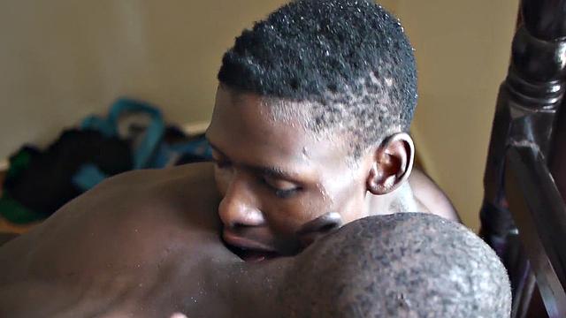 Skinny African boy cockriding his BF