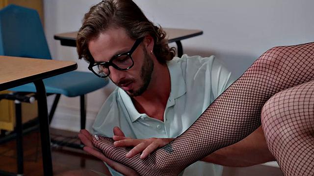 Tattooed vixen, Karma Rx, fucks her student to make foot feel better