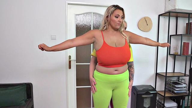 Busty hostel dyke scissoring roommate with toy