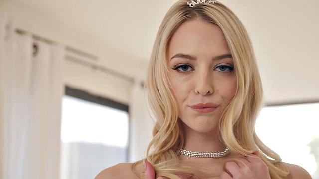 Lily Larimar All Natural Blonde Strips from Lingerie and Fingers Her Pussy