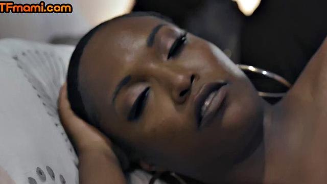 DTF Ebony stepmom fucked in taboo 3some by stepson