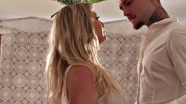 Bigbooty babe doggystyled by BF after sucking cock