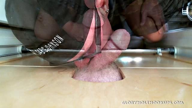 Married Guy at the Gloryhole Throat Fucks Me