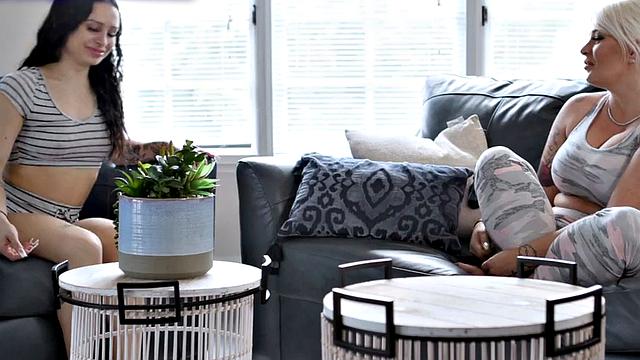 Greedy MILF watches pierced tattooed babe fucked