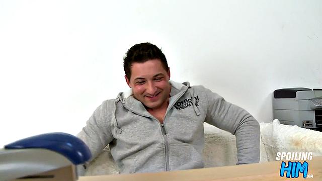 Busty office hunk gets doggystyled