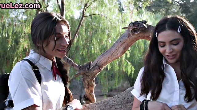 Hairy lez eats BFF lesbian pussy while fingering