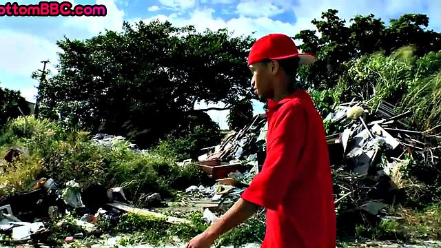 Real amateur black thug gets his asshole banged outdoors