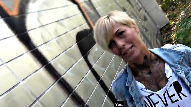 German sex date MILF fucked outdoors in real POV