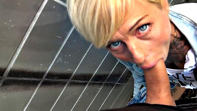 German sex date MILF fucked outdoors in real POV