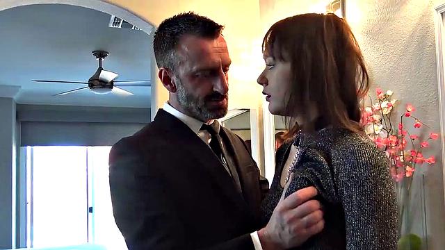 Fancy English whore rammed in pussy and mouth